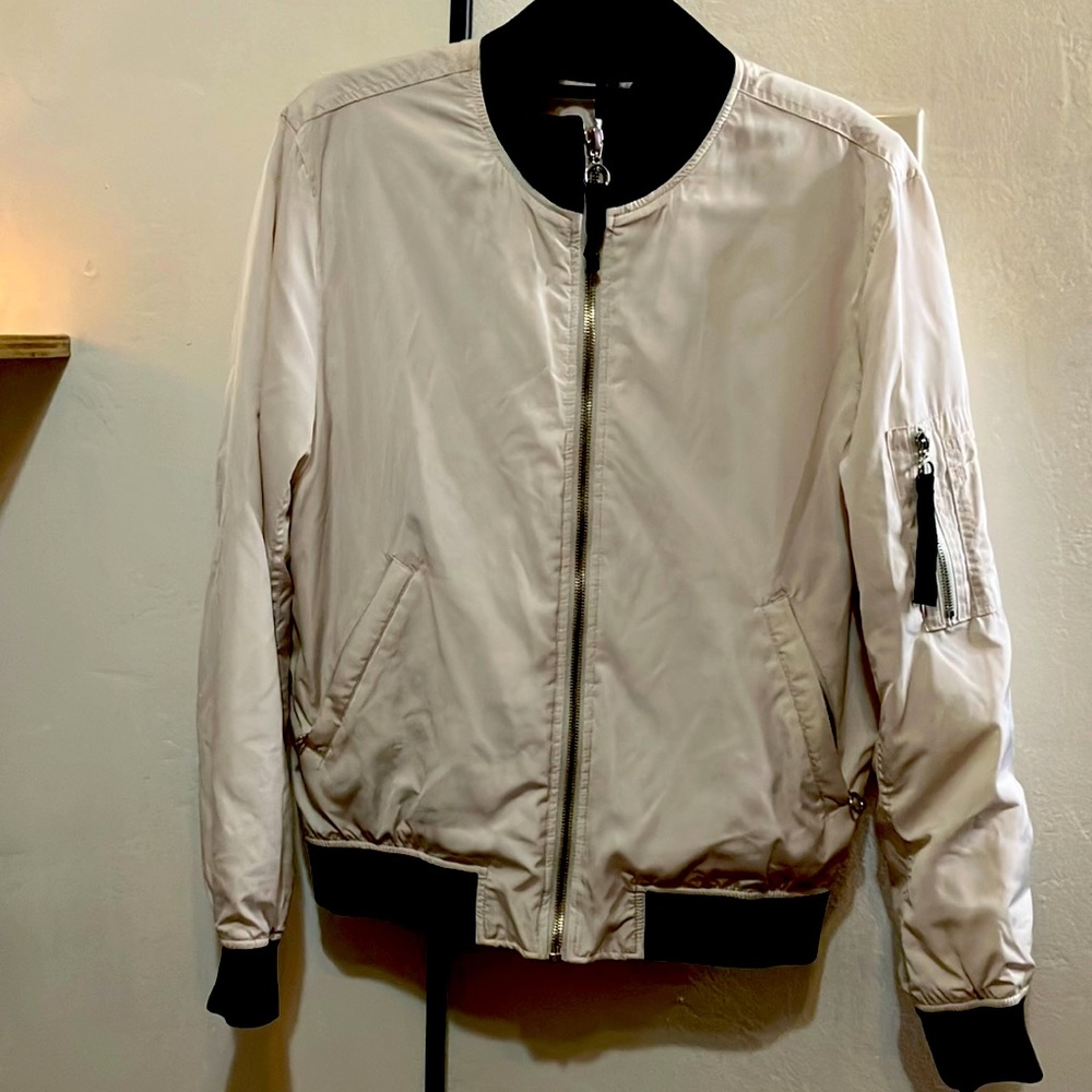 Zara men white and black jacket zip up